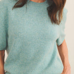 Cashmere Tee-Shirt women aqua blue - focus view | Ingrid | Linnea Lund
