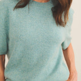 Cashmere Tee-Shirt women aqua blue - focus view | Ingrid | Linnea Lund