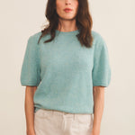 Cashmere Tee-Shirt women aqua blue - front view | Ingrid | Linnea Lund