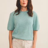 Cashmere Tee-Shirt women aqua blue - front view | Ingrid | Linnea Lund