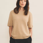 Cashmere Tee-Shirt women sand beige - front view | Ingrid | Linnea Lund