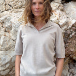 beige cashmere short sleeves polo | Isabella | Linnea Lund