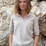 beige cashmere short sleeves polo | Isabella | Linnea Lund