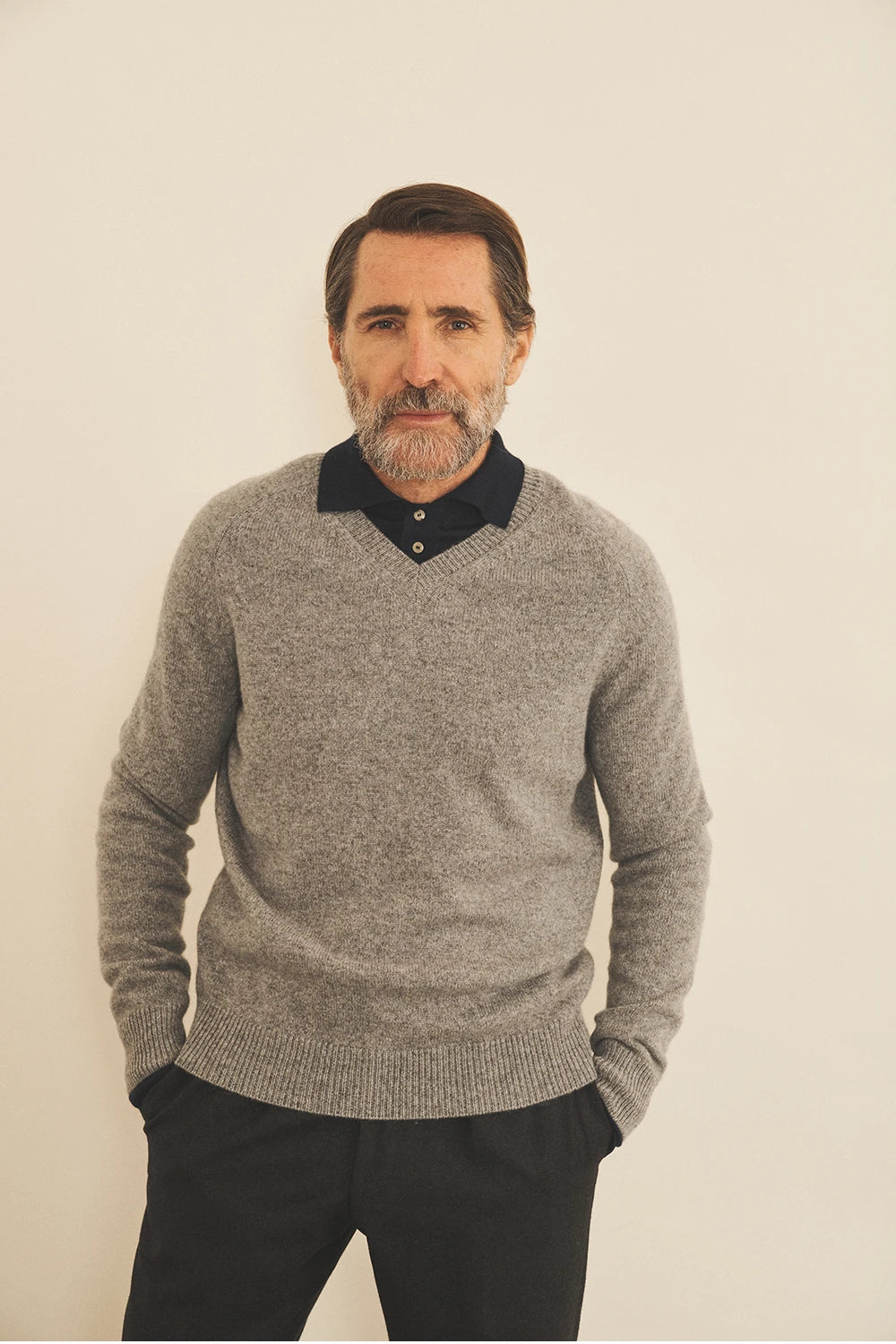 Grey men cashmere sweater - front view | Jack | Linnea Lund