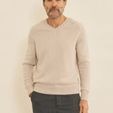 Beige men cashmere sweater - front view | Jack | Linnea Lund