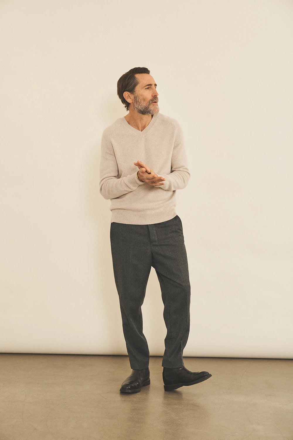 Beige men cashmere sweater - look | Jack | Linnea Lund