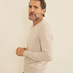 Beige men cashmere sweater - side view | Jack | Linnea Lund