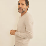 Beige men cashmere sweater - side view | Jack | Linnea Lund