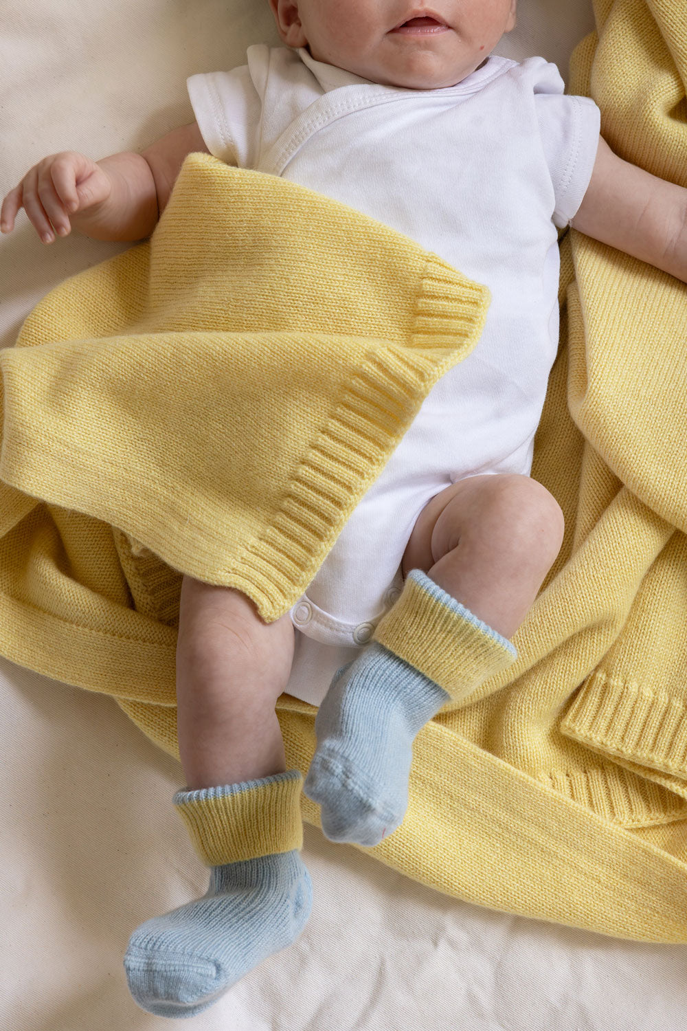 Baby cashmere blanket in yellow, second view | Joy | Linnea Lund