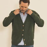 Dark Green men cashmere cardigan - front view | Junior | Linnea Lund