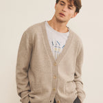 Greige cashmere cardigan men - front view | Junior | Linnea Lund