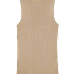 A camel, round neck, sleeveless cashmere tank top | Amanda | Linnea Lund