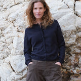 Women lightweight cashmere cardigan midnight blue | Grace | Linnea Lund