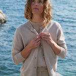 Women lightweight cashmere cardigan beige | Grace | Linnea Lund