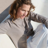 Women lightweight cashmere cardigan light brown | Grace | Linnea Lund