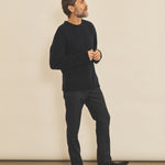 Dark blue men cashmere sweater - side view | Margot | Linnea Lund