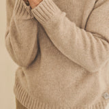 Light beige men cashmere sweater - focus fabric | Margot | Linnea Lund