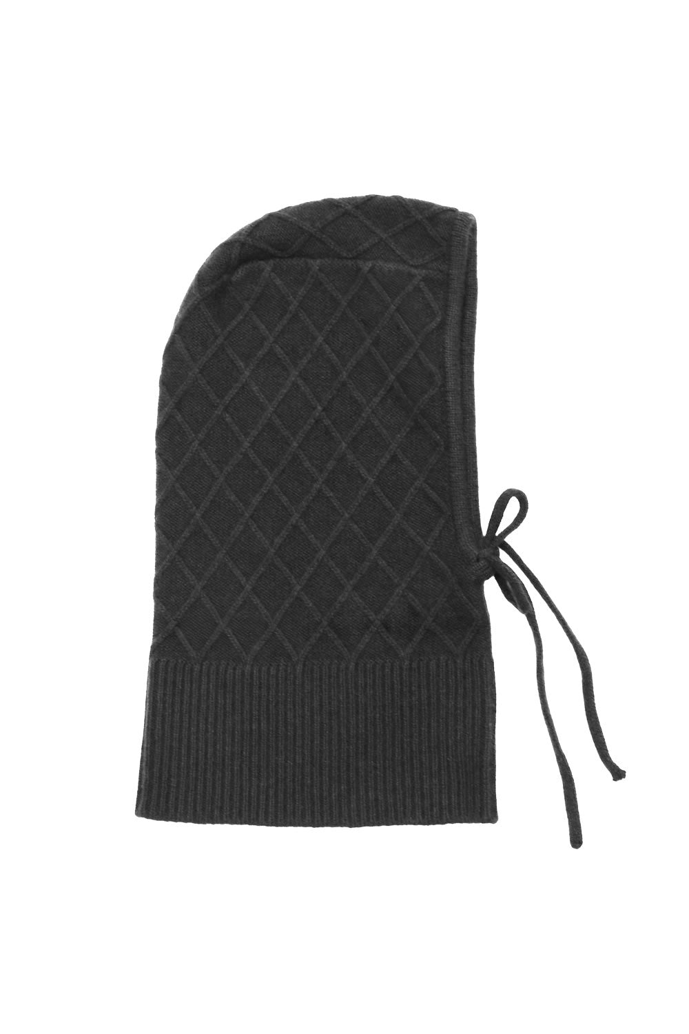 Anthracite cashmere balaclava with diamond pattern | Marine | Linnea Lund