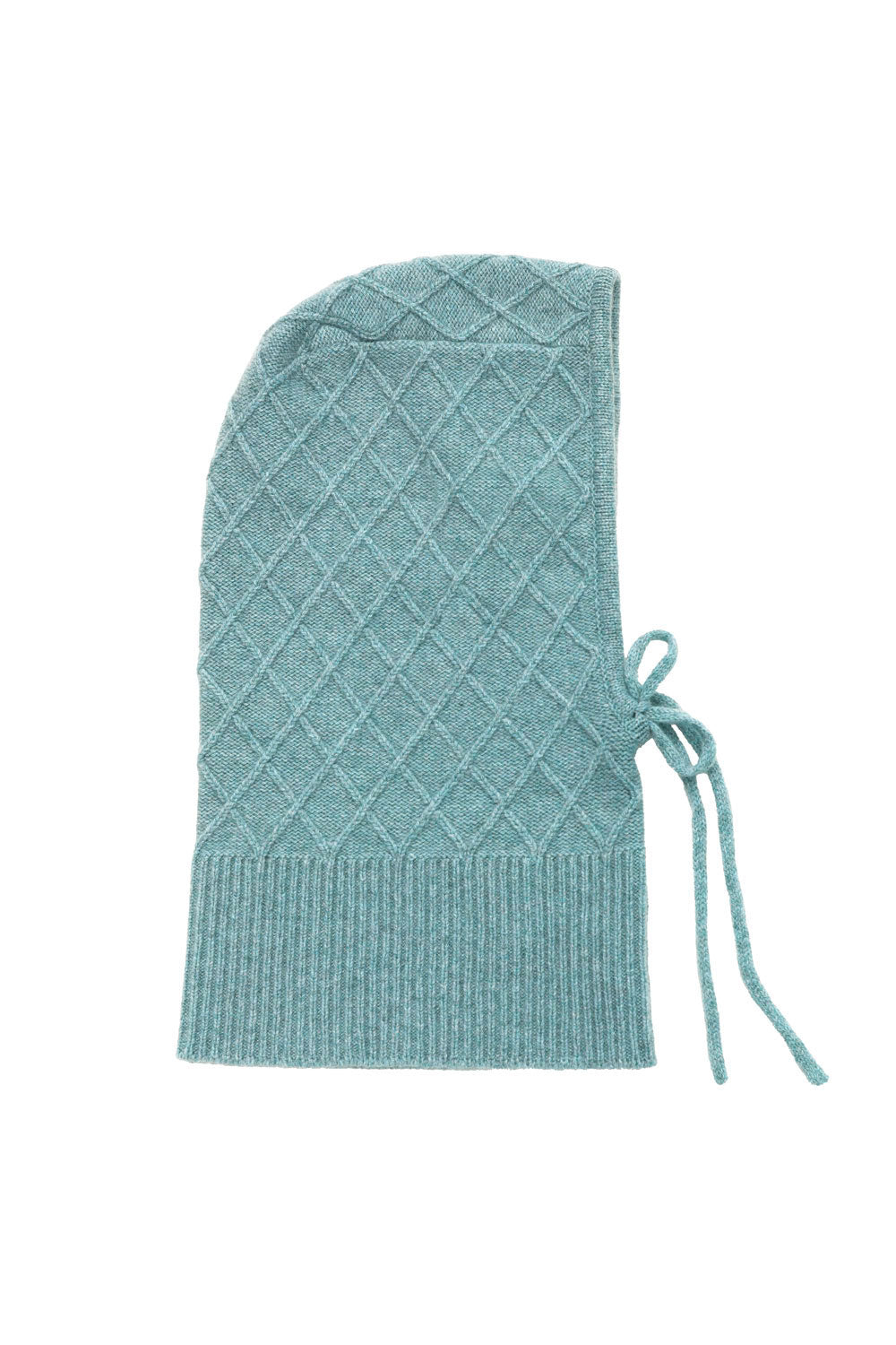 Aqua blue cashmere balaclava with diamond pattern | Marine | Linnea Lund