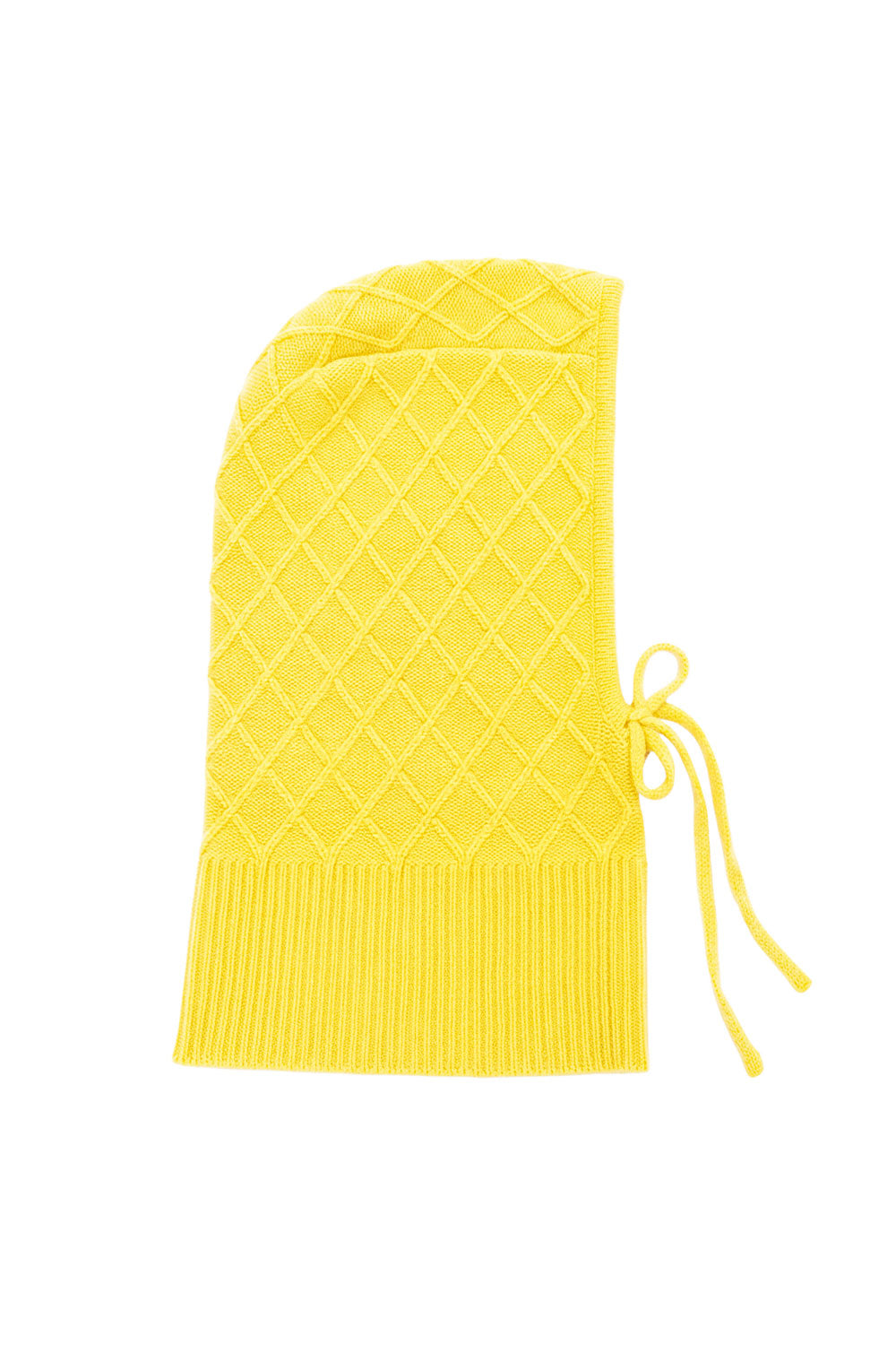 Flash yellow cashmere balaclava with diamond pattern | Marine | Linnea Lund