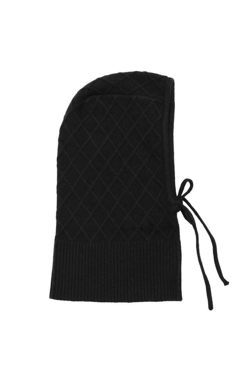 Black cashmere balaclava with diamond pattern | Marine | Linnea Lund