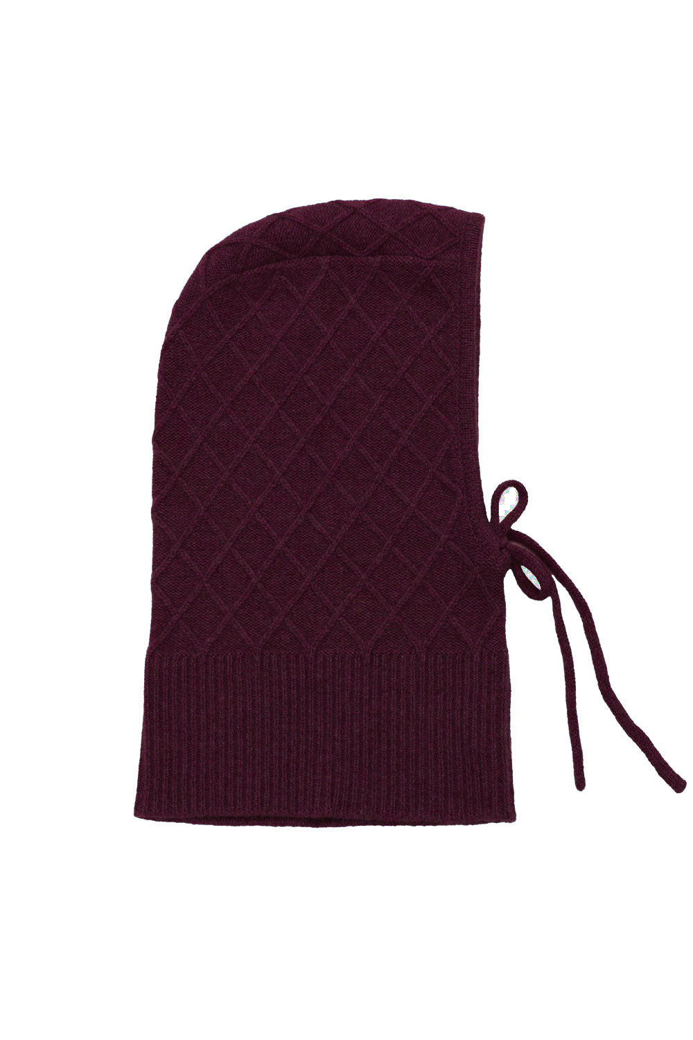 Burgundy cashmere balaclava with diamond pattern | Marine | Linnea Lund