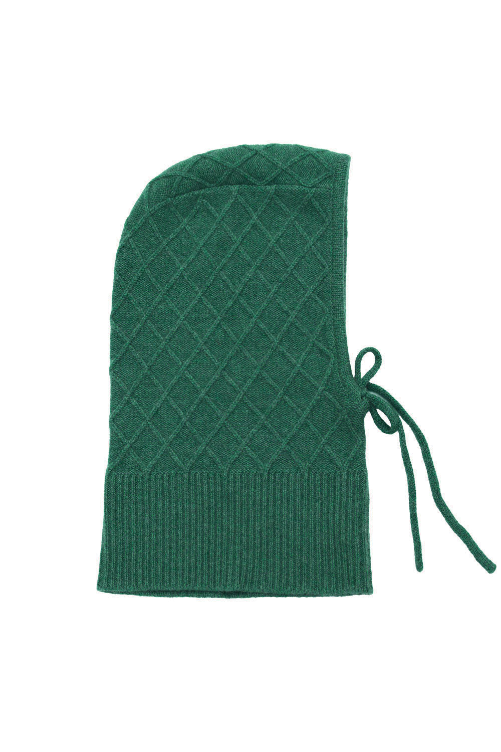 Green cashmere balaclava with diamond pattern | Marine | Linnea Lund