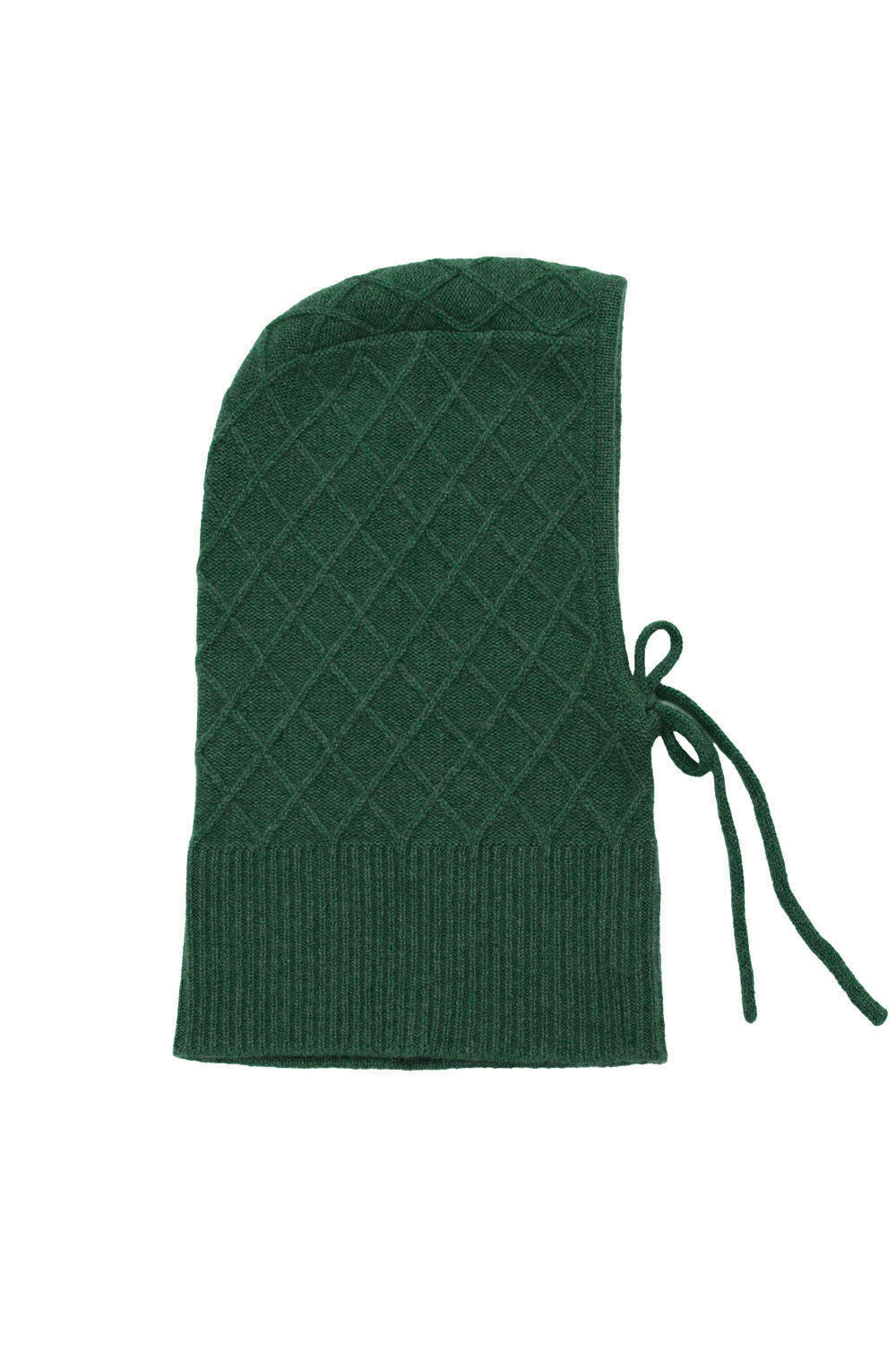 Green cashmere balaclava with diamond pattern | Marine | Linnea Lund