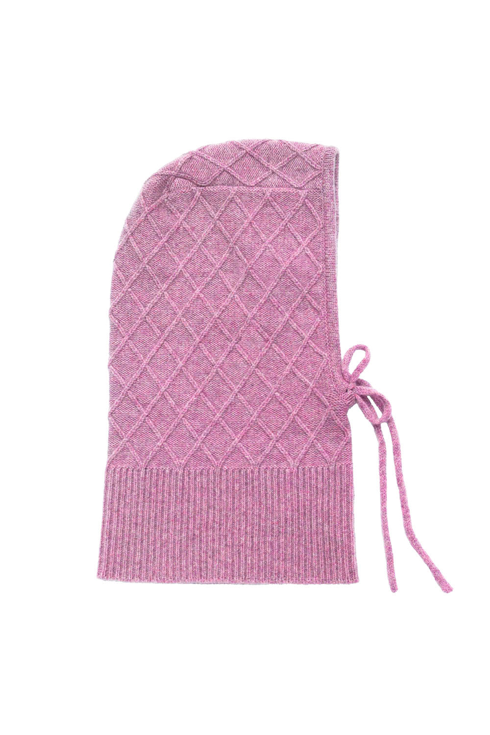 Pink cashmere balaclava with diamond pattern | Marine | Linnea Lund