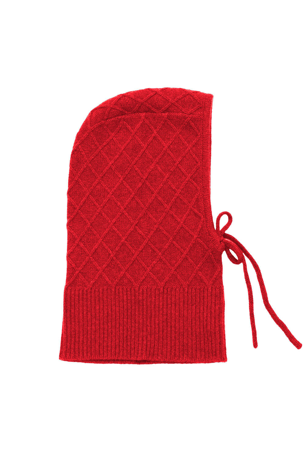 Red cashmere balaclava with diamond pattern | Marine | Linnea Lund