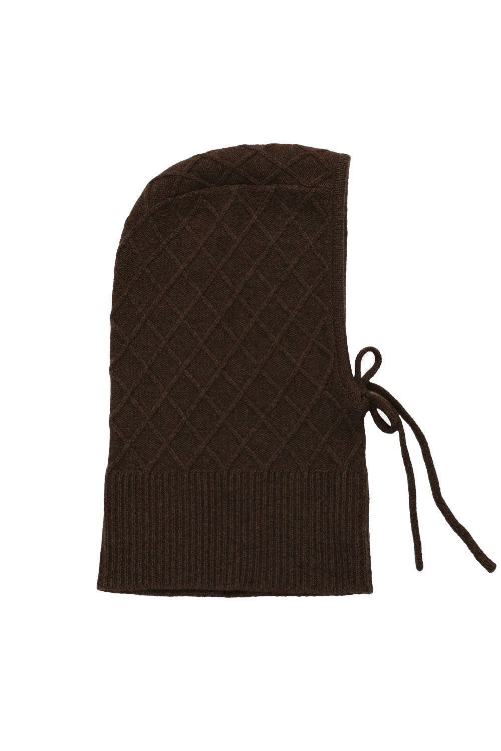 Dark brown cashmere balaclava with diamond pattern | Marine | Linnea Lund