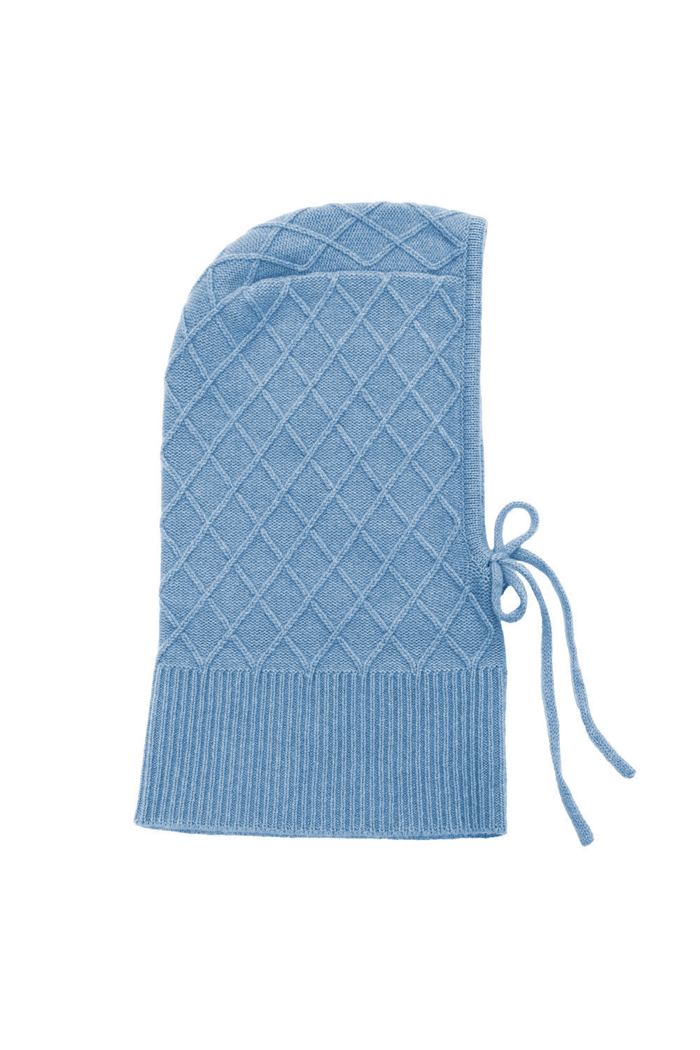 Sky blue cashmere balaclava with diamond pattern | Marine | Linnea Lund