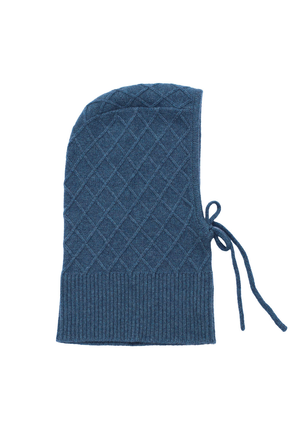 Denim blue cashmere balaclava with diamond pattern | Marine | Linnea Lund