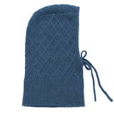 Denim blue cashmere balaclava with diamond pattern | Marine | Linnea Lund