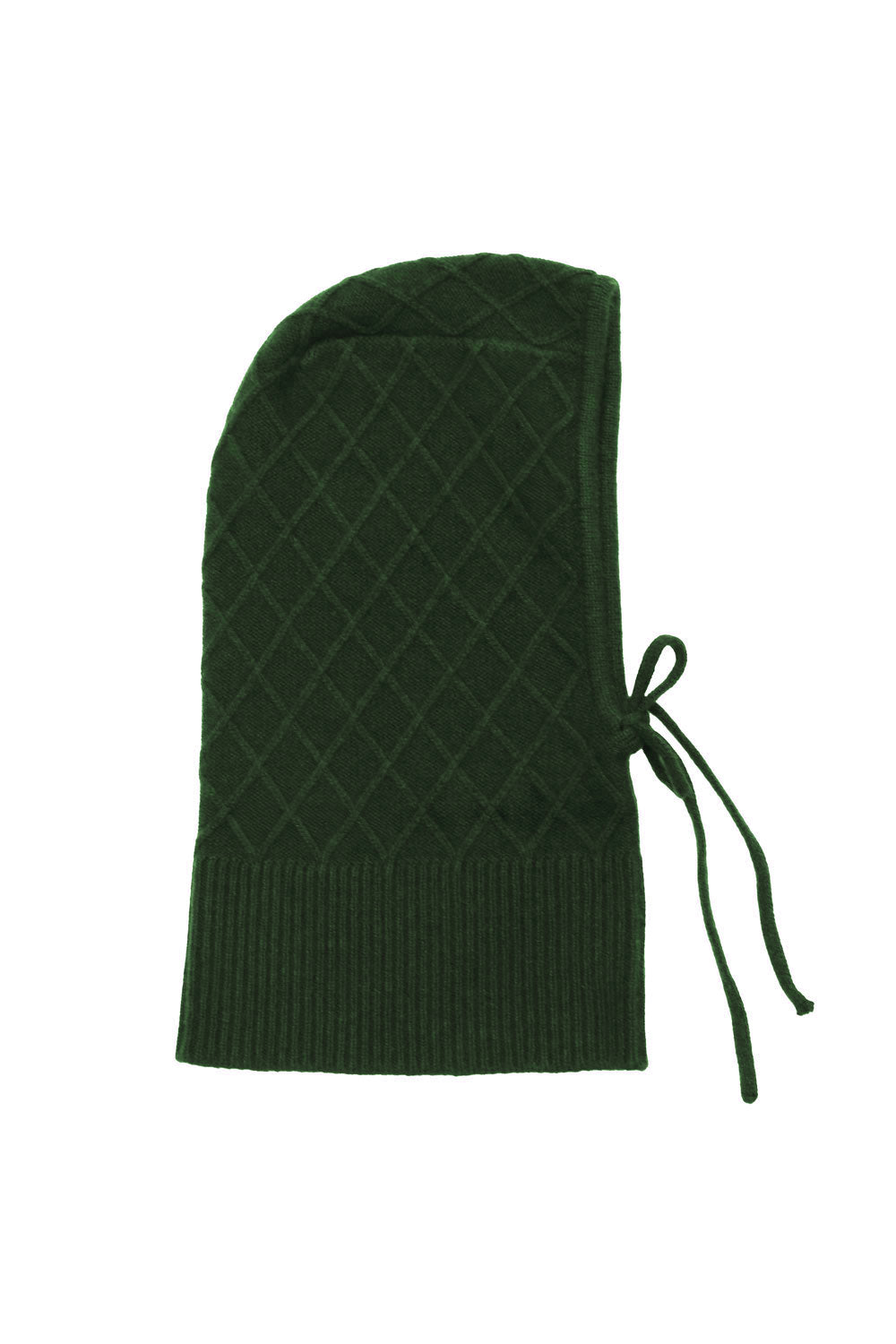 Dark green cashmere balaclava with diamond pattern | Marine | Linnea Lund
