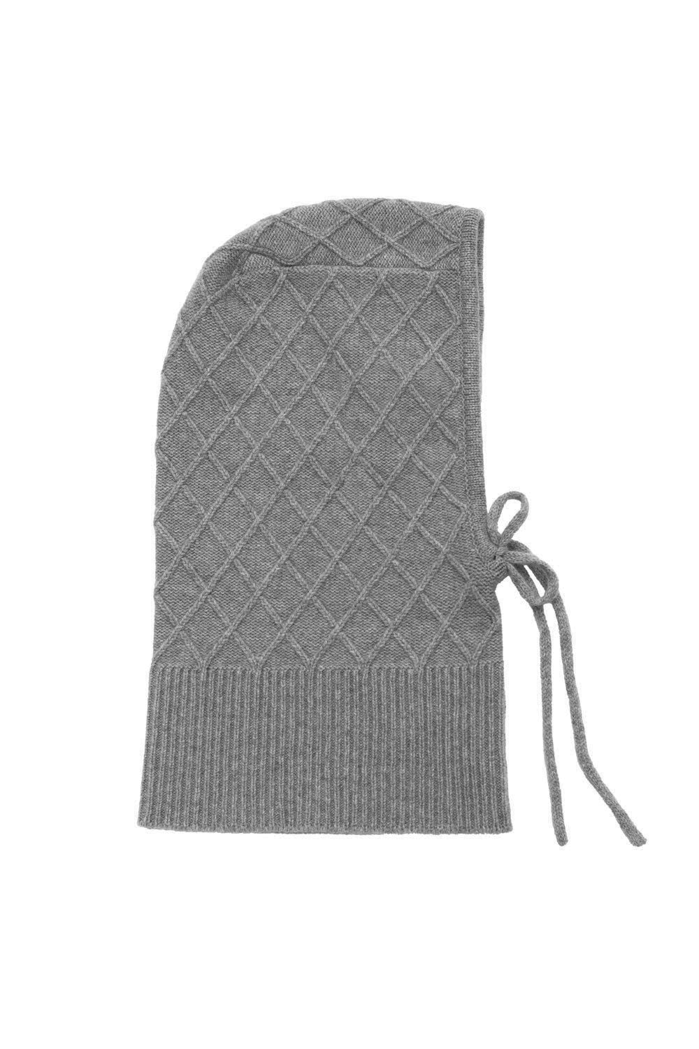Grey cashmere balaclava with diamond pattern | Marine | Linnea Lund