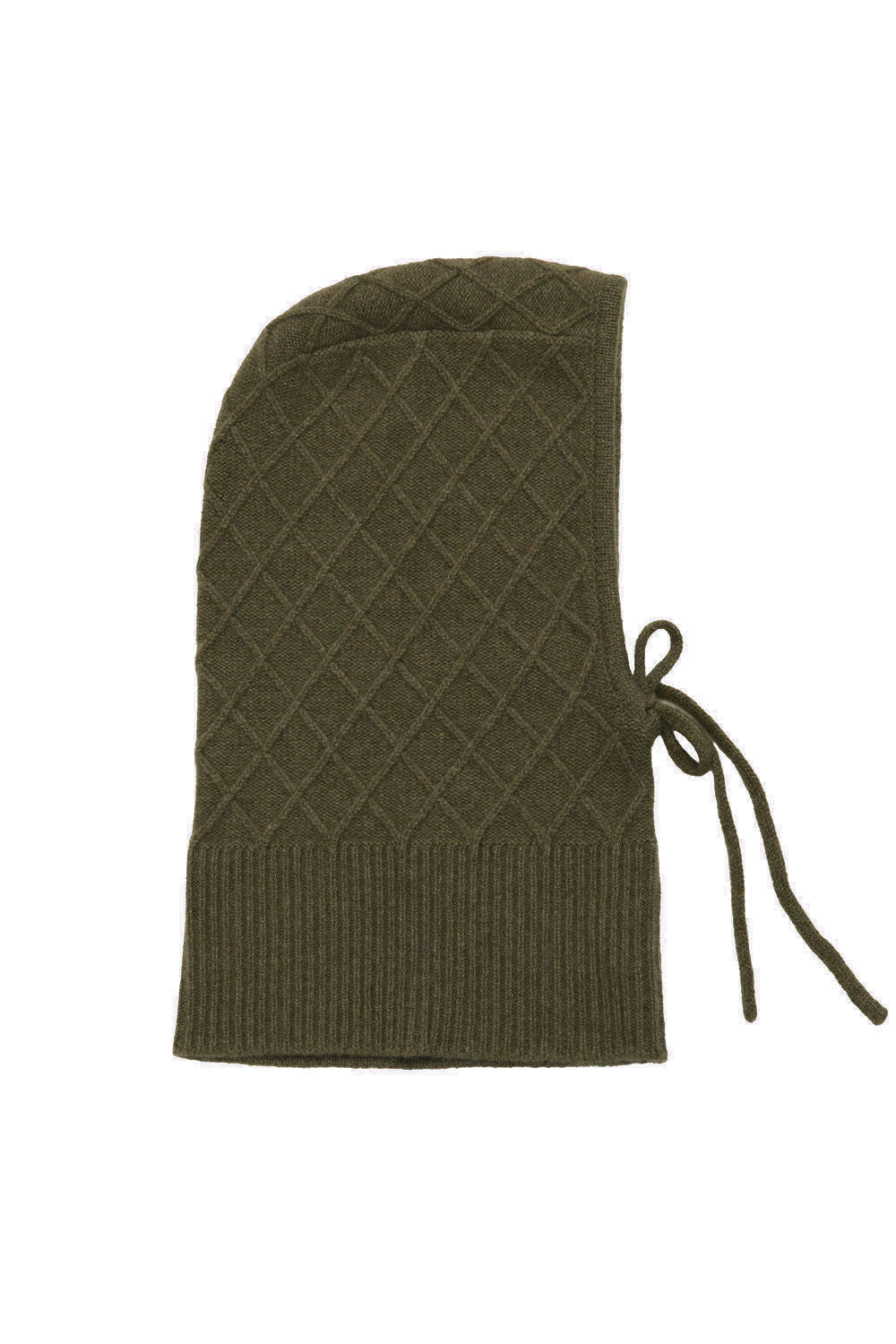 Khaki cashmere balaclava with diamond pattern | Marine | Linnea Lund
