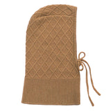 Camel cashmere balaclava with diamond pattern | Marine | Linnea Lund