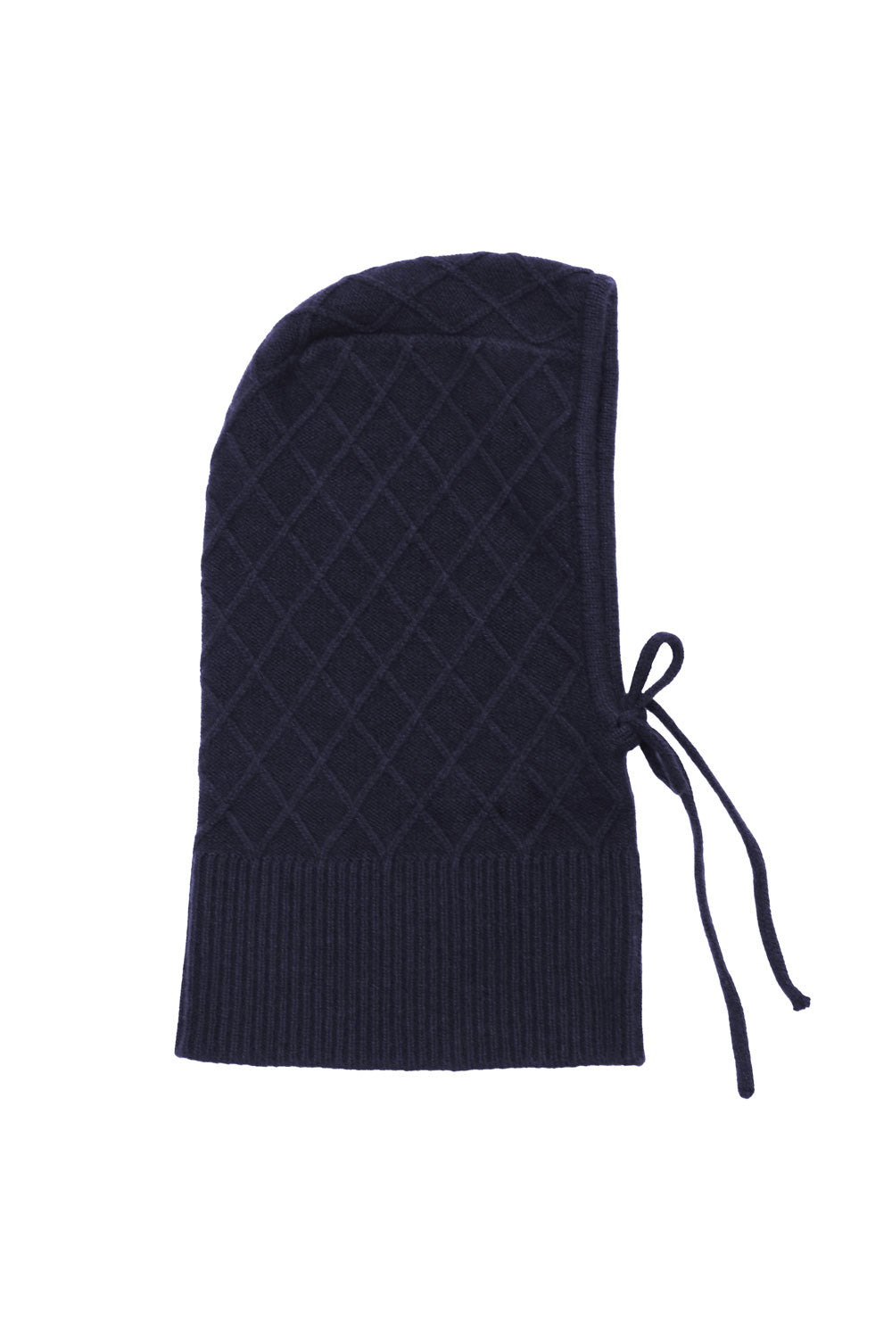 Midnight blue cashmere balaclava with diamond pattern | Marine | Linnea Lund