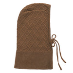 Dark camel cashmere balaclava with diamond pattern | Marine | Linnea Lund