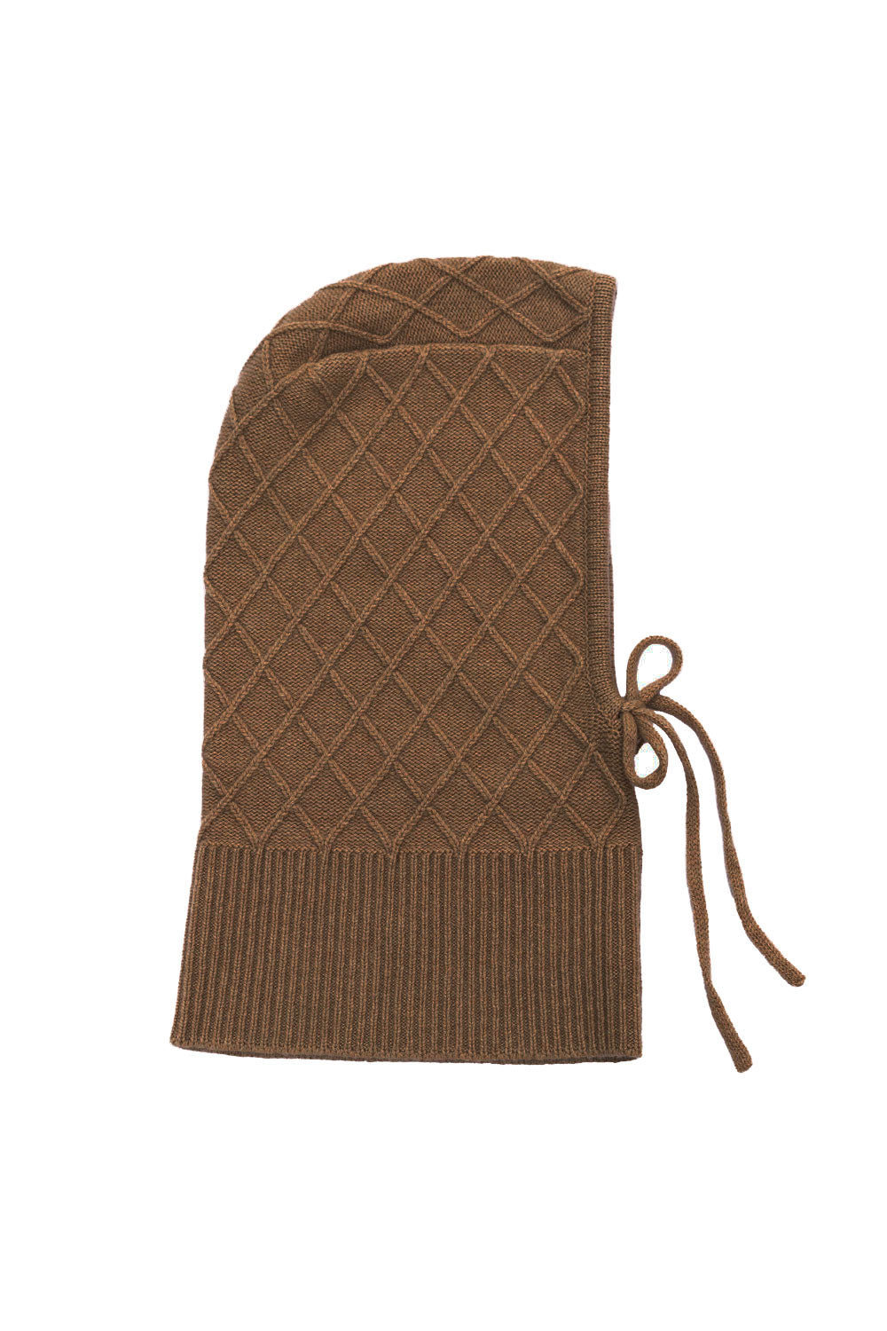 Dark camel cashmere balaclava with diamond pattern | Marine | Linnea Lund