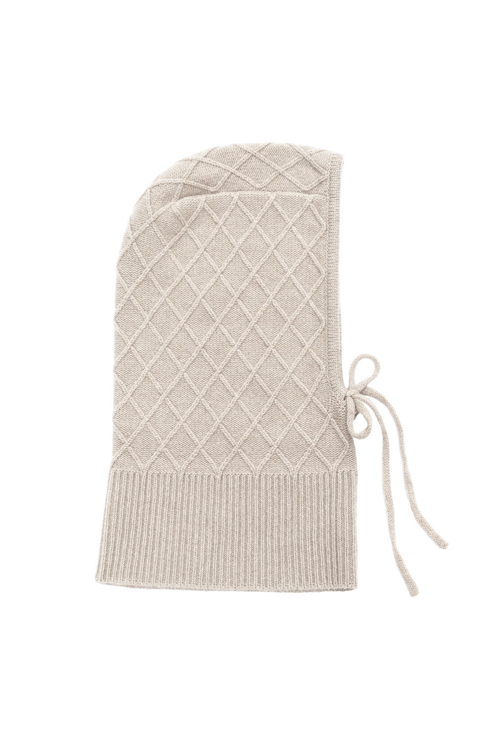 Light beige cashmere balaclava with diamond pattern | Marine | Linnea Lund