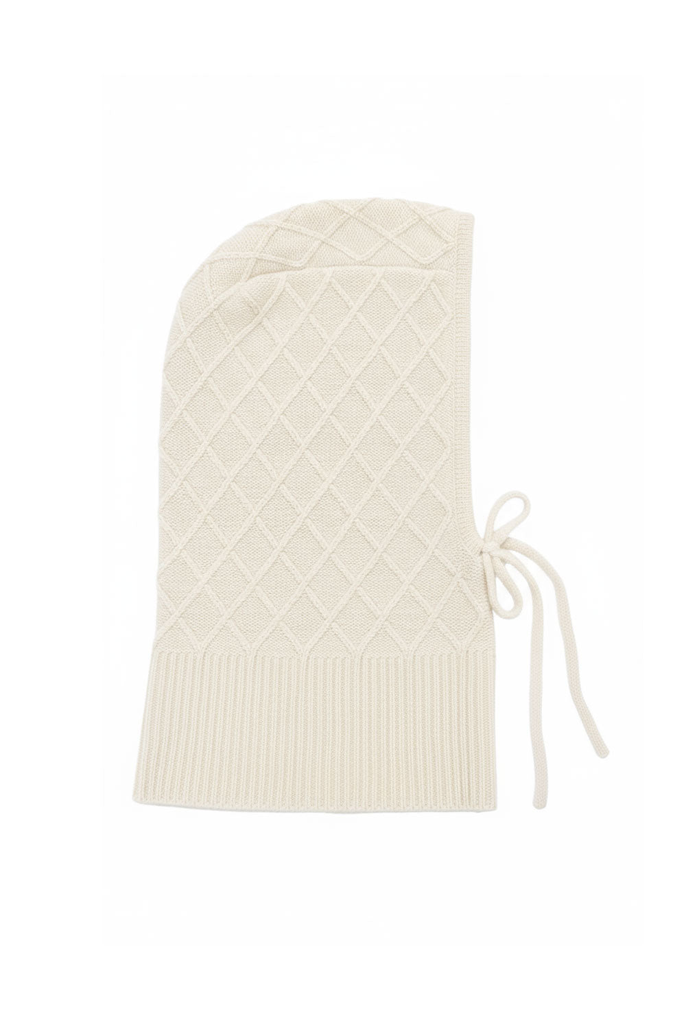 White cashmere balaclava with diamond pattern | Marine | Linnea Lund