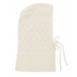 White cashmere balaclava with diamond pattern | Marine | Linnea Lund