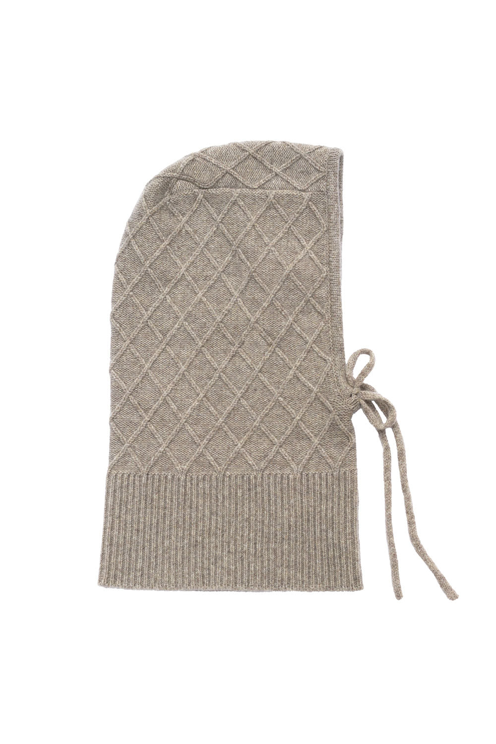 Beige cashmere balaclava with diamond pattern | Marine | Linnea Lund