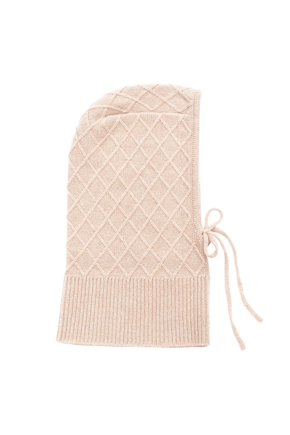 Pink powder cashmere balaclava with diamond pattern | Marine | Linnea Lund