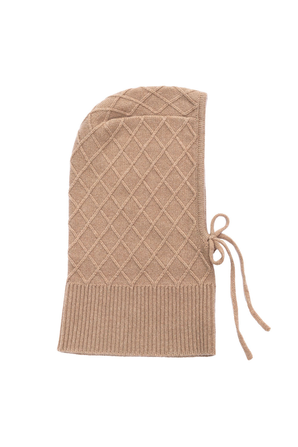 Beige cashmere balaclava with diamond pattern | Marine | Linnea Lund