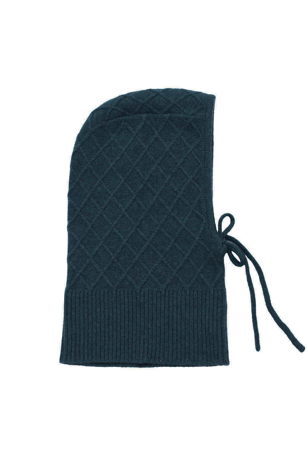 Petrol blue cashmere balaclava with diamond pattern | Marine | Linnea Lund