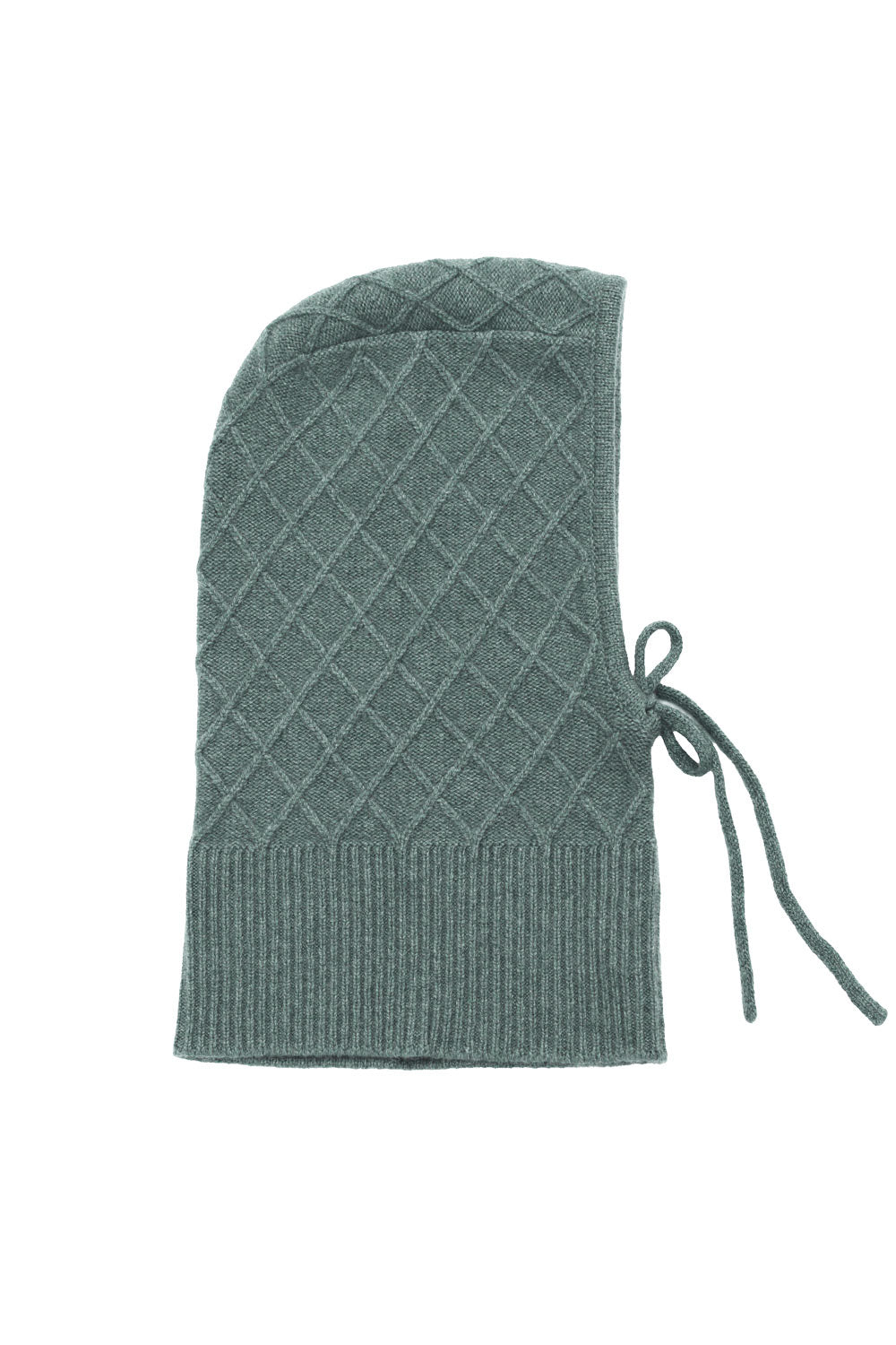 Verdigris cashmere balaclava with diamond pattern | Marine | Linnea Lund