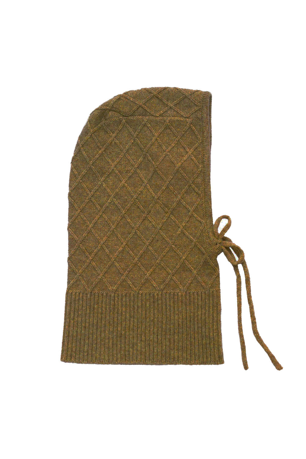 Green ocher cashmere balaclava with diamond pattern | Marine | Linnea Lund
